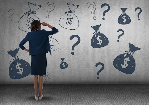 Woman standing in front of a wall covered in money graffiti.